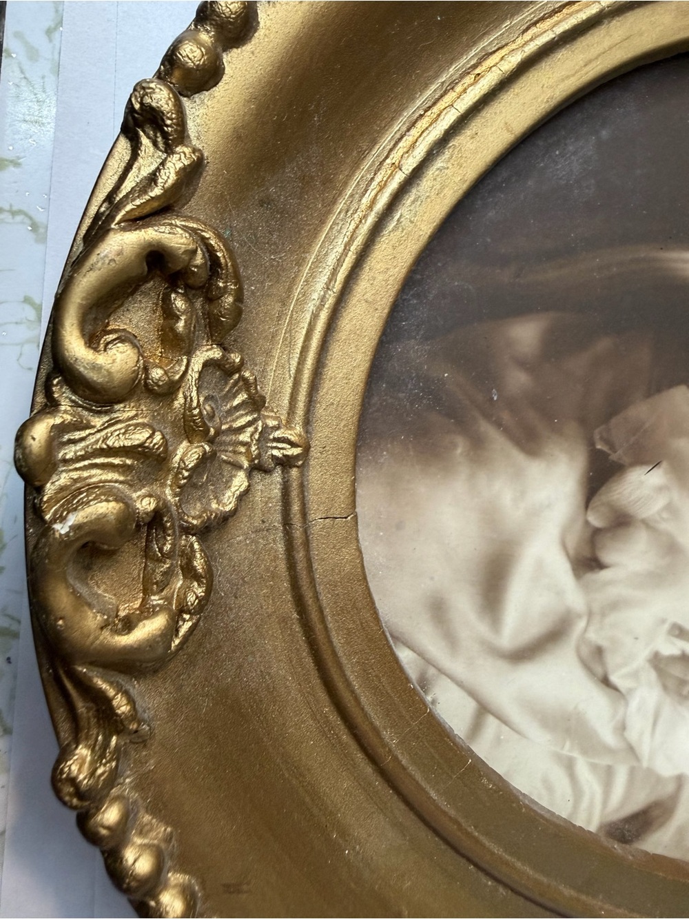 Gold Ornate Oval Picture Frame Beaded Gesso Victorian Edwardian Antique - Picture 7 of 15